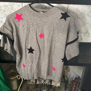 THML Gray Sweater with Pink and Black Stars